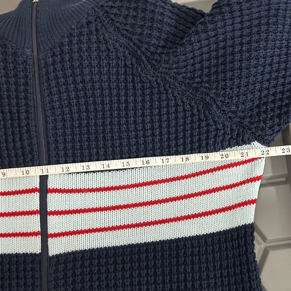 Bokura Jeans Argentina Navy Blue Wool Blend Knit Zip-Up Sweater Size Medium - Picture 12 of 12